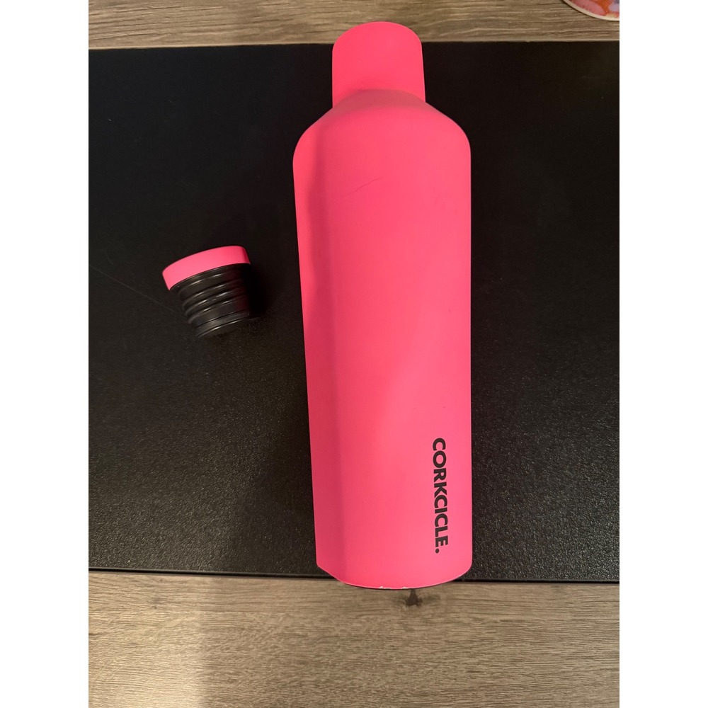 Corkcicle Canteen 16oz Water Bottle Neon Pink Matte Insulated Stainless Steel